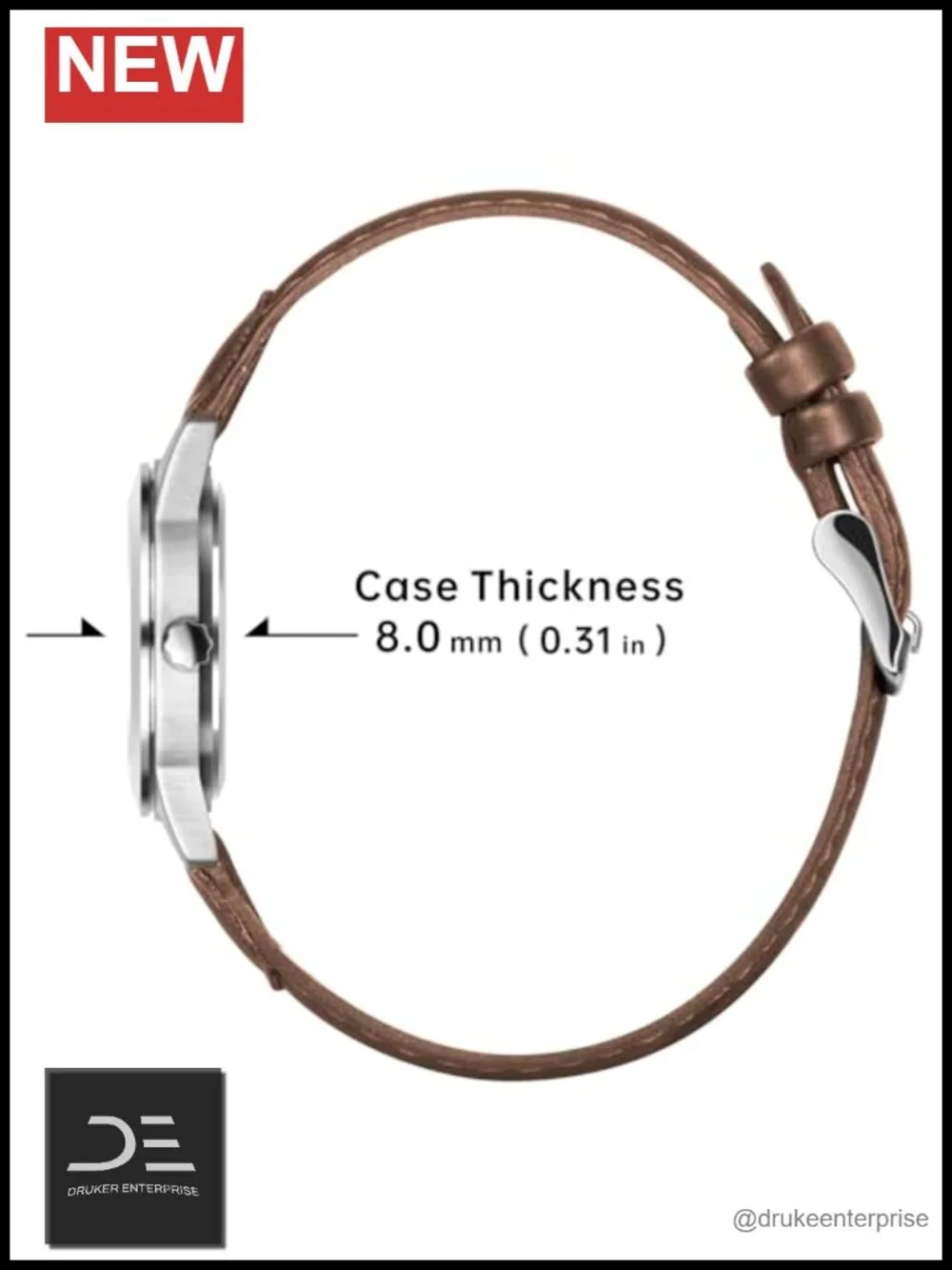 Slim Minimalist Quartz Watch with Leather Strap, Elegant Dress